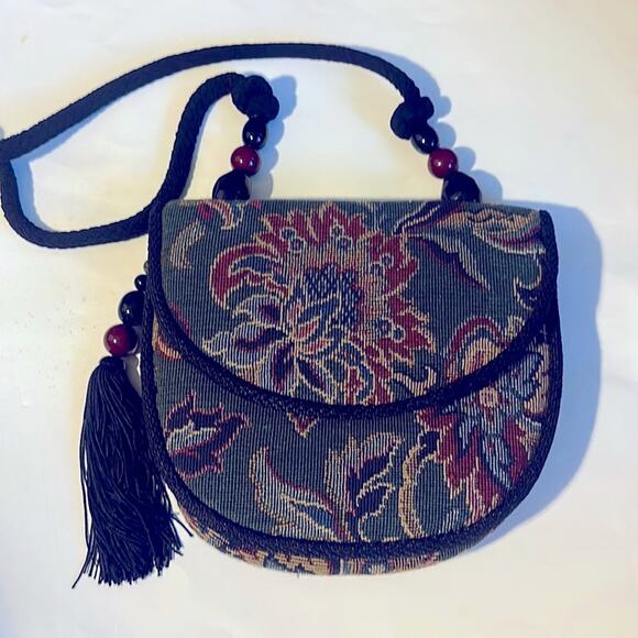 RAFEAL SANCHEZ Botanical Leaves Textured Vintage Shoulder /Cross Body Handbag - Picture 1 of 16